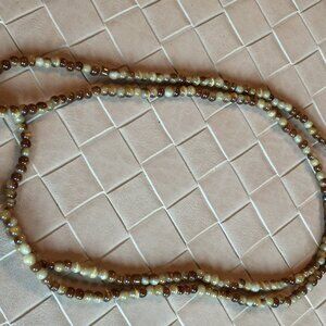 Vintage Brown/Cream Bead Necklace 34" long